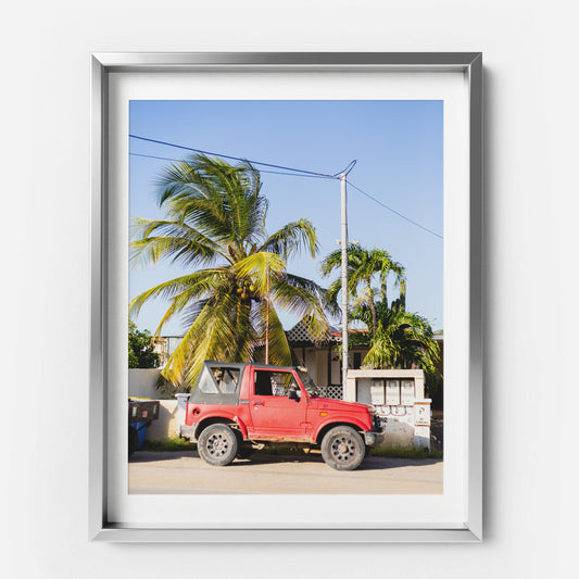 Little Red Jeep At Sunset